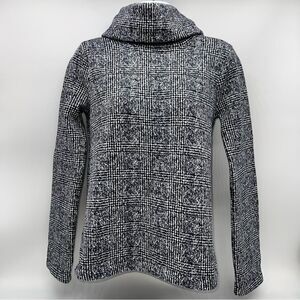 J.Crew Women Bl/WhHerringbone Funnel Neck/Turtleneck Long Sleeve Sweater-Size XS